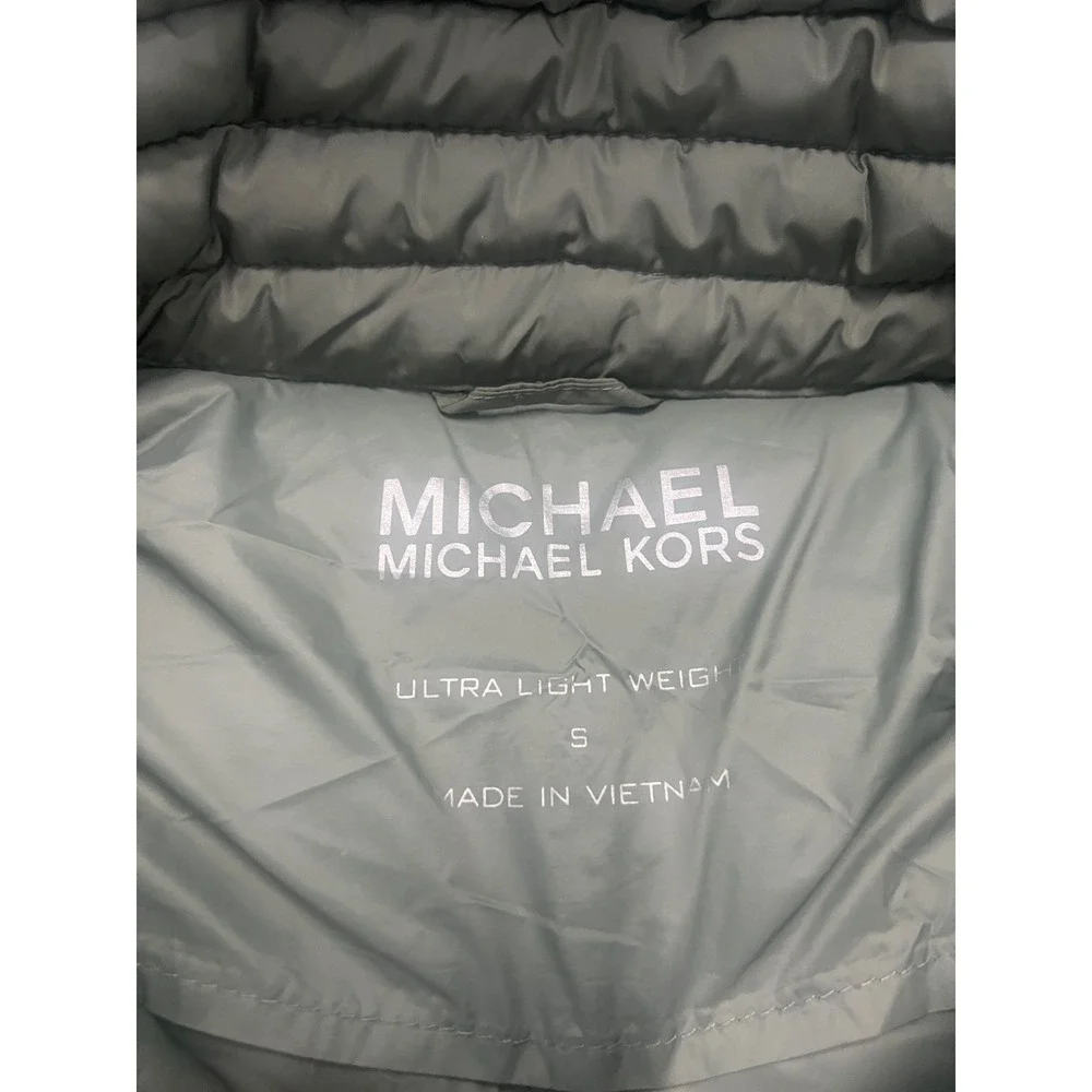 Michael Kors Puffer Jacket Women's Small Gray Ultra Lightweight Full Zip Outdoor
